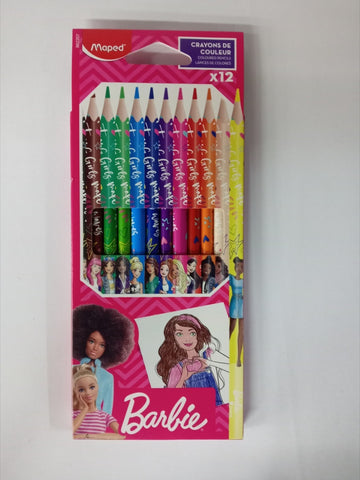 CAJA DE LAPICES DE COLORES X 12 BARBIE