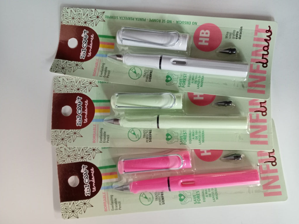 lápiz infinito hb- rosa.blanco,verde