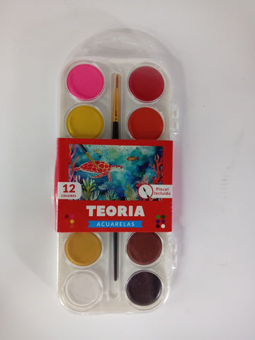 ACUARELAS 12 COLORES CON PINCEL