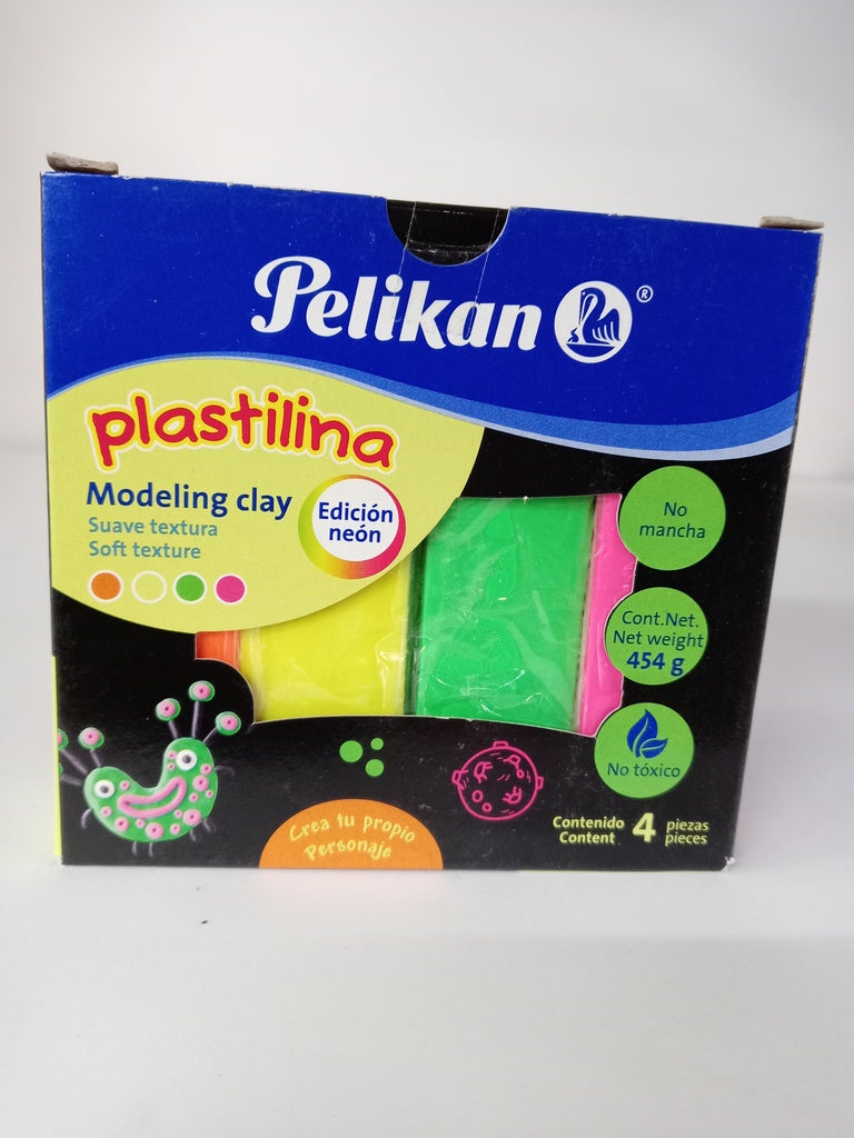 PLASTILINA C/4 BARRAS COL NEON