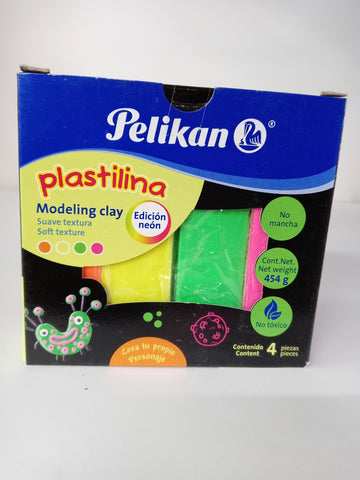 PLASTILINA C/4 BARRAS COL NEON