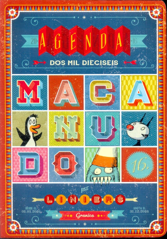 AGENDA 2016 MACANUDO CARTONE LETRAS