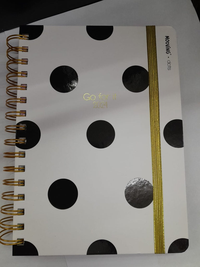**Agenda Dots Mooving dia por pagina con espiral 2024 | VACIO