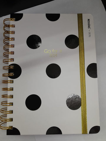 **Agenda Dots Mooving dia por pagina con espiral 2024 | VACIO