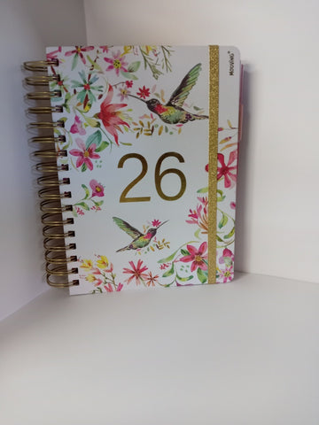 AGENDA 2026 FLORAL  CON ESPIRAL MOOVING