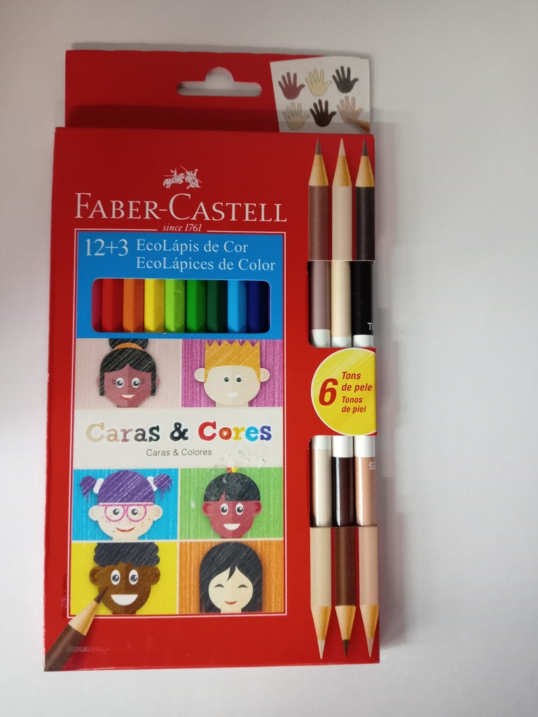 LAPICES DE COLORES X12 + 3 BICOLOR TONOS PIEL