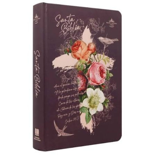 SANTA BIBLIA TAPA DURA NEGRA CON FLORES..