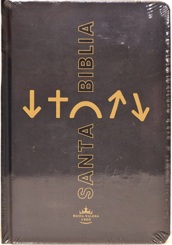 Biblia Reina Valera 1960 en tapa dura color negro con diseño de plan de salvación