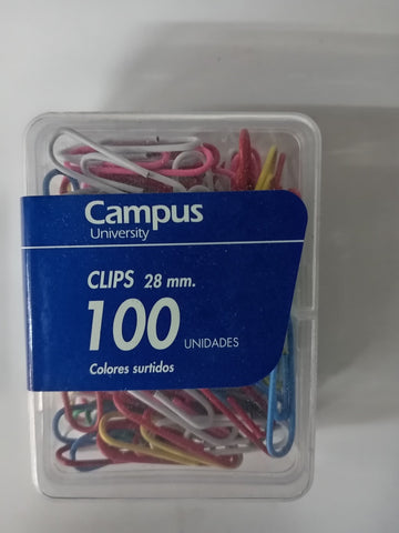 CLIPS DE COLORES 28MM CAJA X100