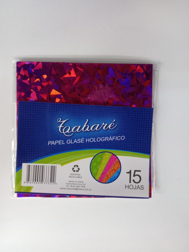 PAPEL GLASE HOLOGRAFICO 15 HOJAS