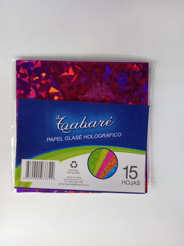 PAPEL GLASE HOLOGRAFICO 15 HOJAS