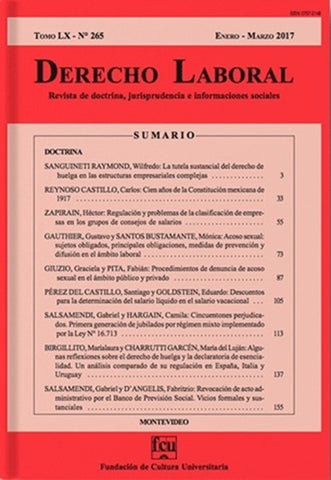 REVISTA DE DERECHO LABORAL No.275 JULIO - SETIEMBRE 2019