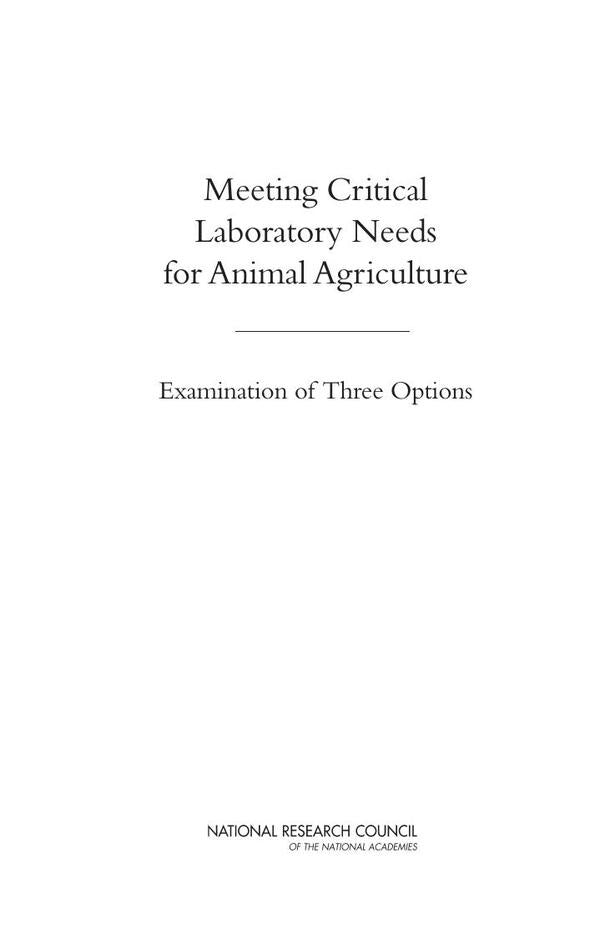 Meeting Critical Laboratory Needs for Animal Agriculture | AA. VV.