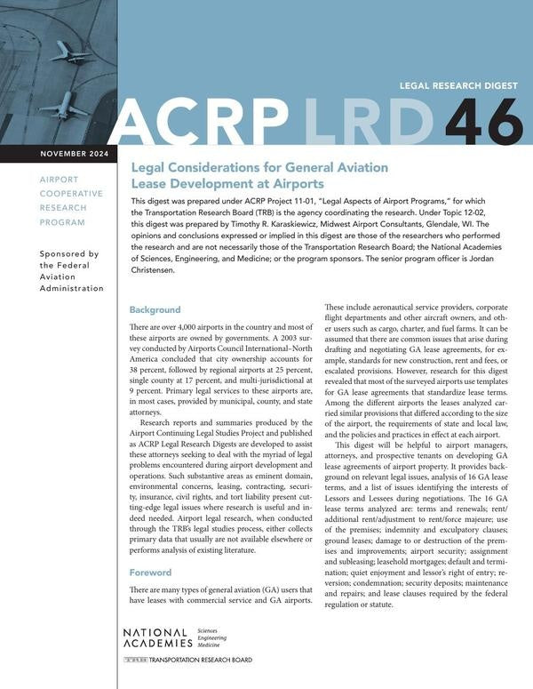 Legal Considerations for General Aviation Lease Development at Airports | AA. VV.