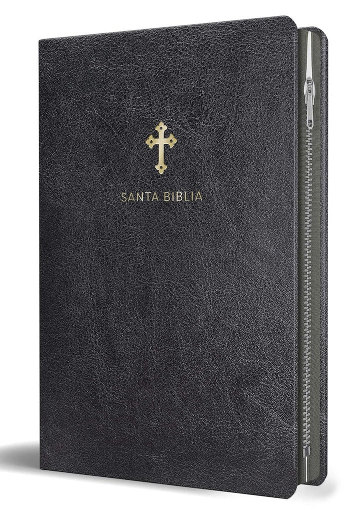 Santa Biblia, Letra Gigante, Piel Fabricada, Negro, con Cierre
