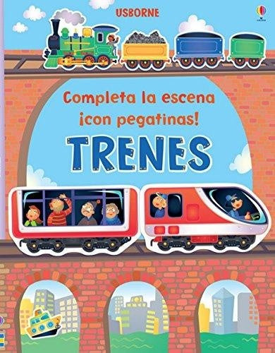 completa la escena con pegatinas trenes