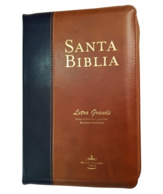 Santa Biblia marrón/negro. Letra grande c/estuche