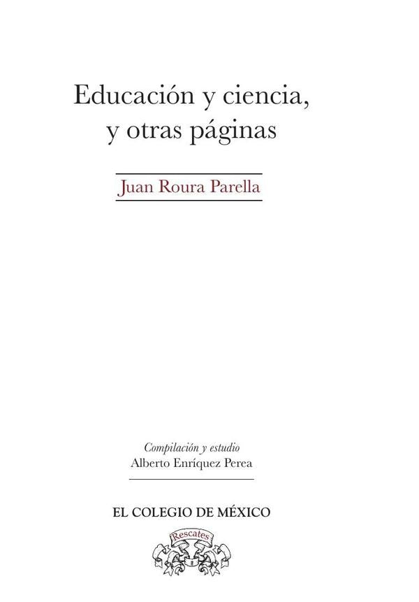 Educación y ciencia, y otras páginas | Juan Roura Parella