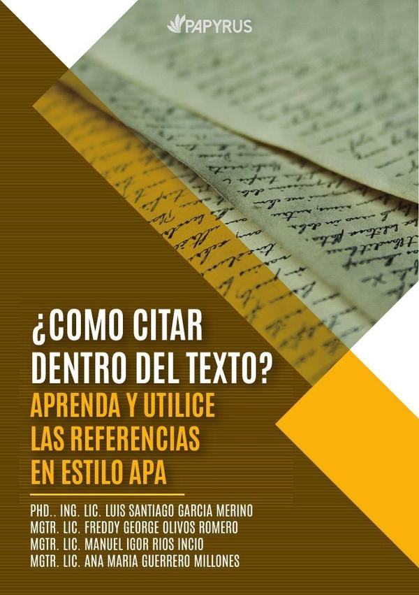 Como citar dentro del texto? Aprenda y utilice las referencias en estilo apa  | RIOS INCIO, OLIVOS ROMERO y otros