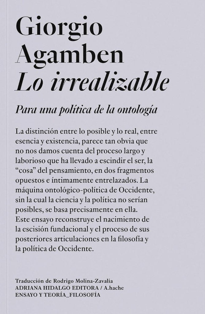 LO IRREALIZABLE.. | Giorgio Agamben