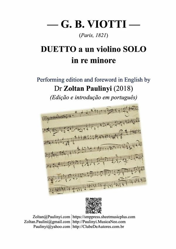 Duetto A Un Violino Solo In Re Minore (dueto Para Um Violino Só Em Ré Menor, Prefácio Em Português), | Giovanni Battista Viotti