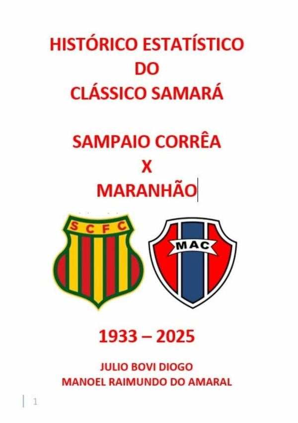Histórico Estatístico Do Clássico Samará | Julio Manoel Raimundo Do Amaral Bovi Diogo
