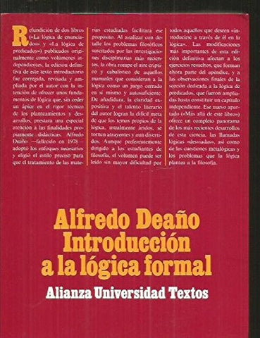 INTRODUCCIÓN A LA LÓGICA FORMAL.. | Alfredo Deaño