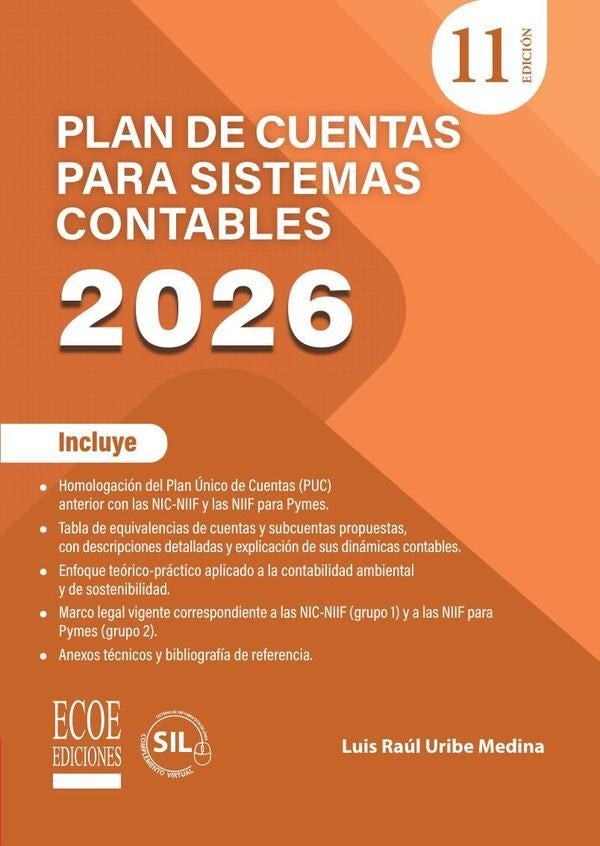 Plan de cuentas para sistemas contables 2026 - 11va edición | Luis Raúl Uribe Medina