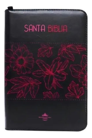 Santa biblia negra flores rosa | VACIO