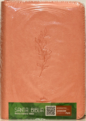 Biblia rosa flor con cierre