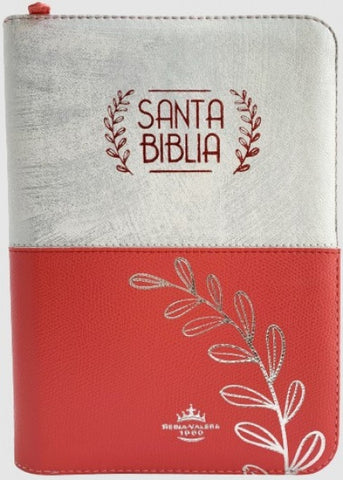 BIBLIA ROSA PLATEADO ESPIGA CANTO PLATEADO