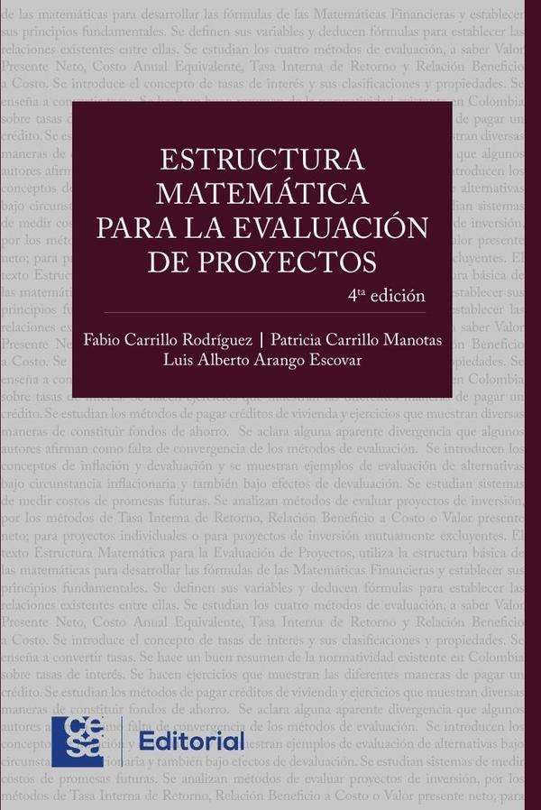 Estructura Matemática para la evaluación de proyectos | Arango Escovar, Carrillo Manotas y otros