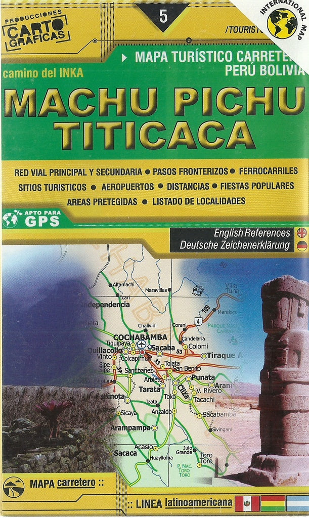Mapa turístico carretero Perú Bolivia, camino del Inka Machu Pichu, Titicaca | Stella Maris Marega
