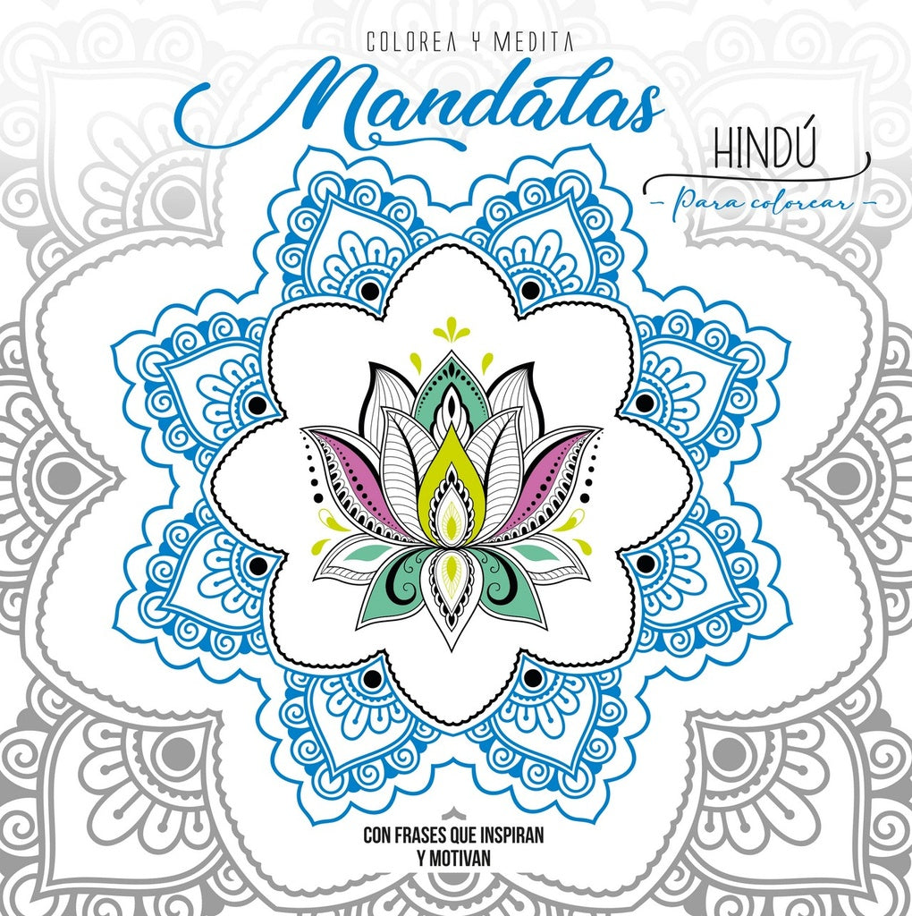 Colorea y medita mandalas azul-HINDÚ