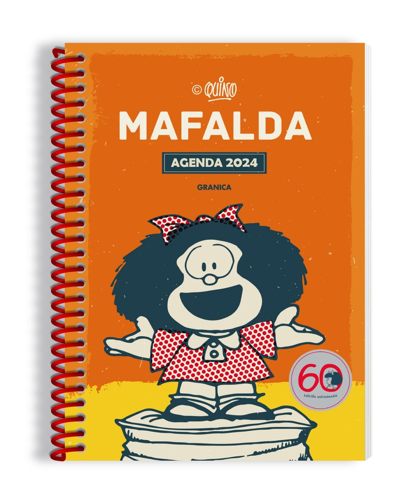 **Agenda Mafalda 2024 anillada naranja | VACIO