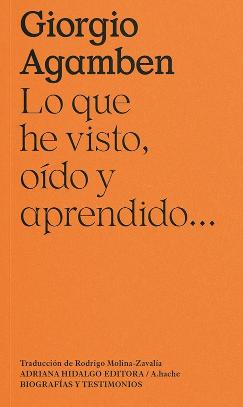 LO QUE HE VISTO OIDO Y APRENDIDO.. | Giorgio Agamben