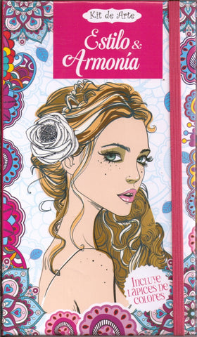 KIT DE ARTE-LIBRO ROSA Y LAPICES