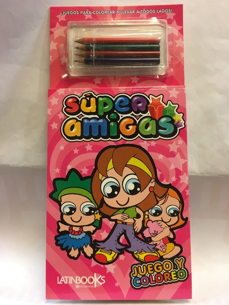 Superamigas: Juego y coloreo-rosa
