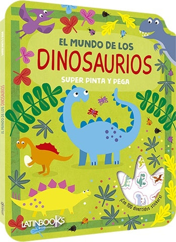 EL MUNDO DE LOS DINOSAURIOS-PINTA Y PEGA