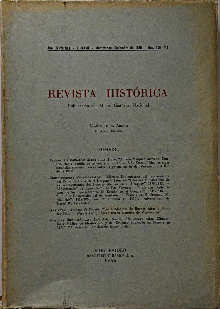REVISTA HISTÓRICA. TOMO XXXVII.. | María Julia Ardao
