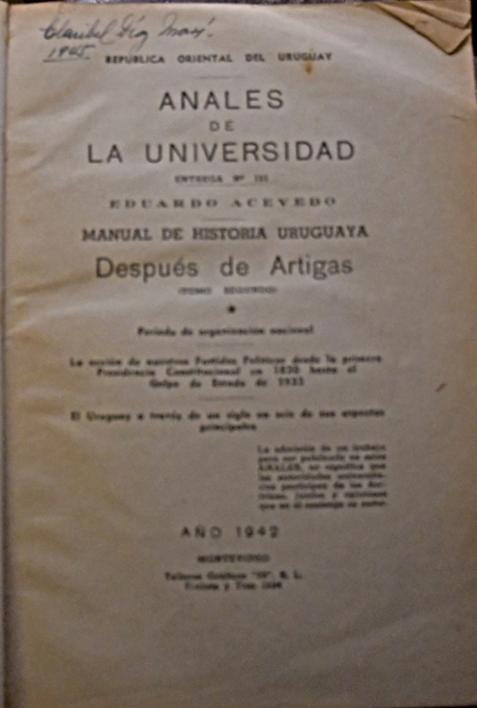 ANALES DE LA UNIVERSIDAD Nº 151.. | EDUARDO ACEVEDO