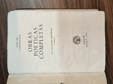 OBRAS POETICAS COMPLETAS | José De Espronceda
