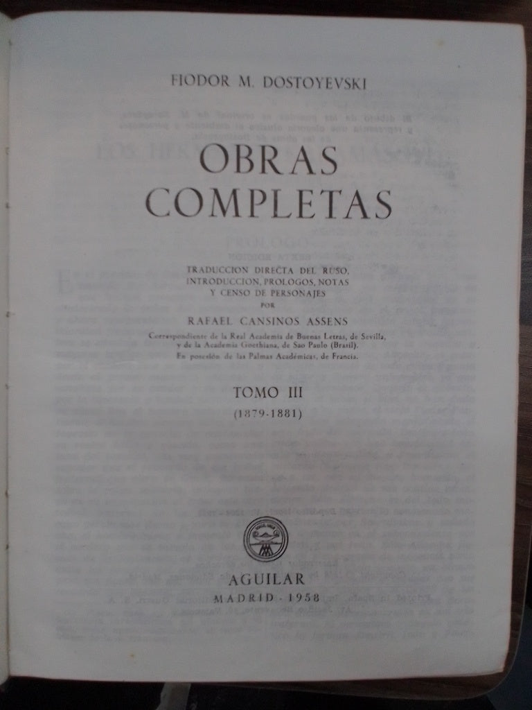 OBRAS COMPLETAS - TOMO III | FIODOR M DOSTOYEVSKI