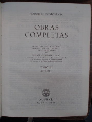 OBRAS COMPLETAS - TOMO III | FIODOR M DOSTOYEVSKI