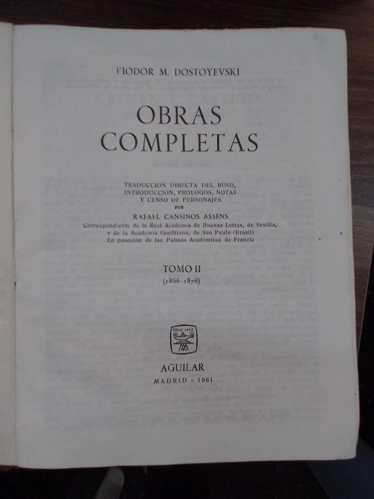OBRAS COMPLETAS - TOMO II | FIODOR M DOSTOYEVSKI