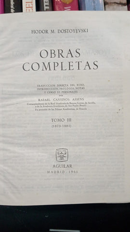 OBRAS COMPLETAS - TOMO 3 | FIODOR M DOSTOYEVSKI