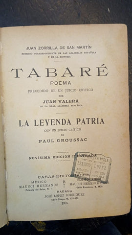 TABARÉ LA LEYENDA PATRIA | JUAN ZORRILLA DE SAN MARTIN