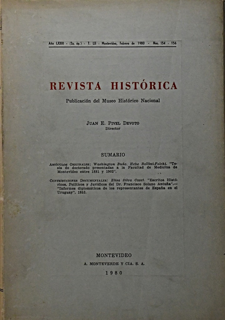 REVISTA HISTÓRICA -  PUBLICACION DEL MUSEO HISTÓRICO NACIONAL.. | JUAN E. PIVEL DEVOTO