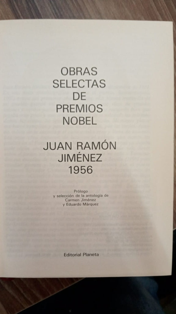 OBRAS SELECTAS DE PREMIOS NOBEL | JUAN RAMON JIMENEZ
