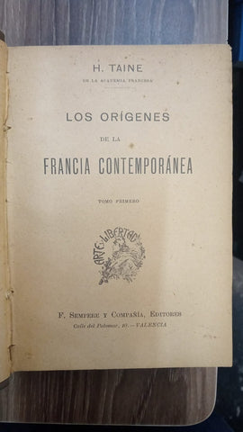 LOS ORÍGENES DE LA FRANCIA CONTEMPORÁNEA | HIPOLITO TAINE
